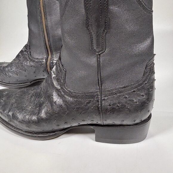 Tecovas Black Ostrich Western Ankle Boots Mens Size 10 EE Wide Zipper 1020 main image 10